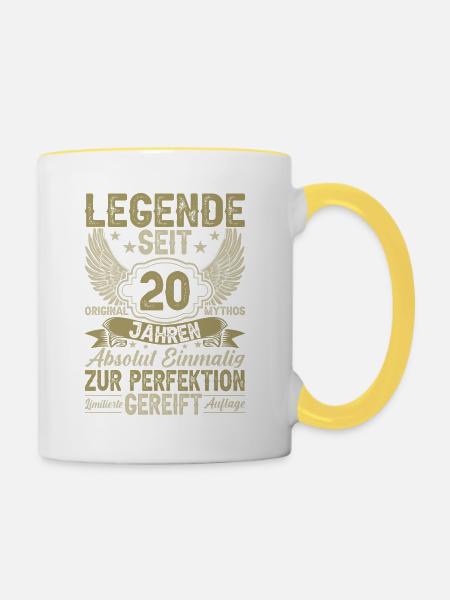 20 Jahre Vintage Legende - Tasse zweifarbig - Weiß/Gelb