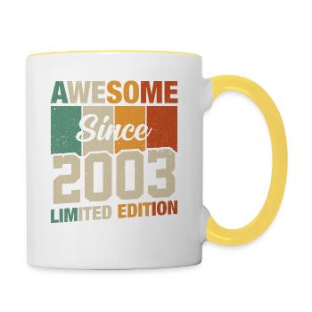 Millésime Anniversaire 20/21 ans - Mug contrasté - blanc/jaune - Droite