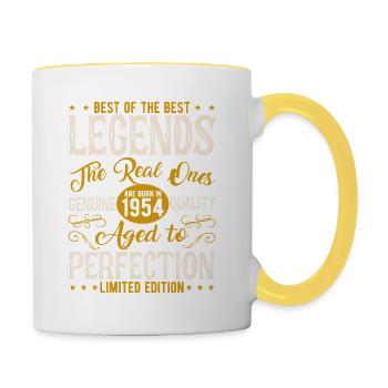 Millésime 1954 Anniversaire - Mug contrasté - blanc/jaune - Droite