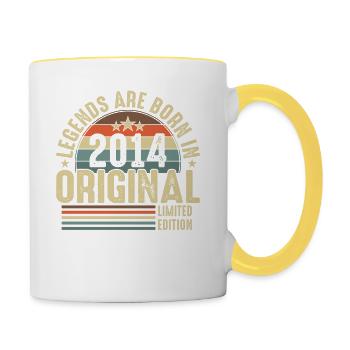Legendärer Jahrgang 2014 - Tasse zweifarbig - Weiß/Gelb - Rechts