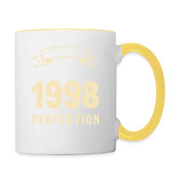 Authentisches Vintage-Geschenk 1998 - Tasse zweifarbig - Weiß/Gelb - Rechts