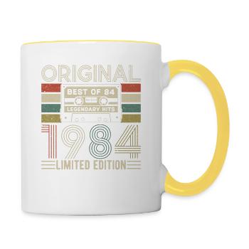 Millésime 1984 - Mug contrasté - blanc/jaune - Droite