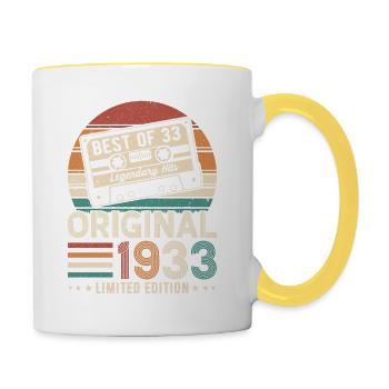 Anniversaire 1933 - Mug contrasté - blanc/jaune - Droite