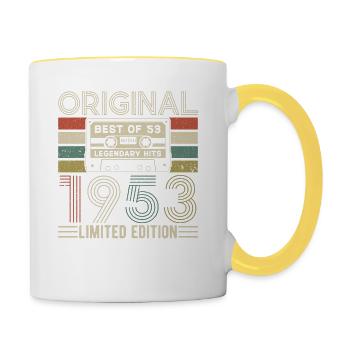 1953: Vintage 70th Birthday - Contrasting Mug - white/yellow - Right