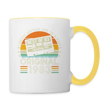 1983 - Millésime Anniversaire - Mug contrasté - blanc/jaune - Droite