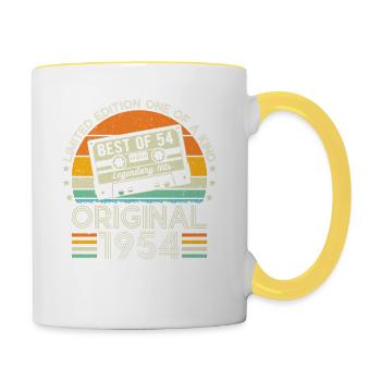 1954 - chemise d’anniversaire Vintage - Mug contrasté - blanc/jaune - Droite