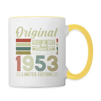 1953 Jahrgang Geschenkideen - Tasse zweifarbig - Weiß/Gelb - Rechts