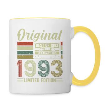 1993: Vintage Birthday - Contrasting Mug - white/yellow - Right