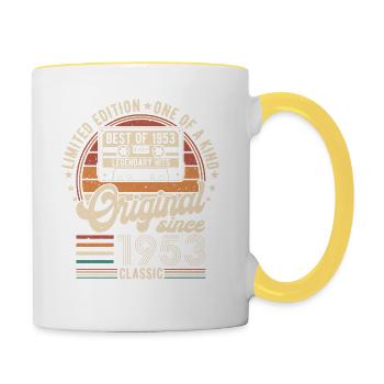 1953 Vintage Geburtstag - Tasse zweifarbig - Weiß/Gelb - Rechts