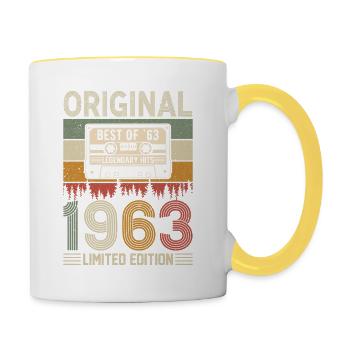 1963 - Millésime du glamour rétro - Mug contrasté - blanc/jaune - Droite