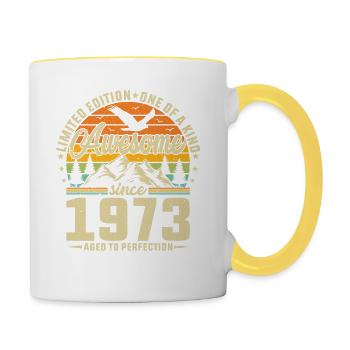Cadeau d’anniversaire 1973 - Mug contrasté - blanc/jaune - Droite