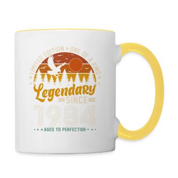 1984 - Design d’anniversaire Vintage - Mug contrasté - blanc/jaune - Droite