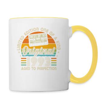 1993 - Vintage Birthday Humor - Contrasting Mug - white/yellow - Right
