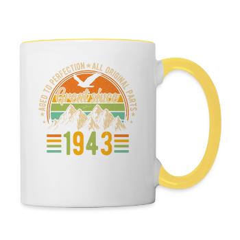 1943 Vintage Birthday - Contrasting Mug - white/yellow - Right