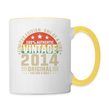2014 - Cadeau d’anniversaire vintage - Mug contrasté - blanc/jaune - Droite