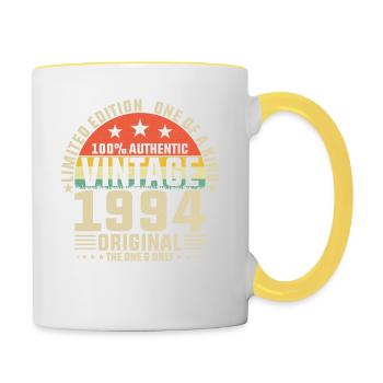 1994 Vintage Anniversaire - Mug contrasté - blanc/jaune - Droite