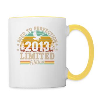 2013 Jahrgang - Tasse zweifarbig - Weiß/Gelb - Rechts