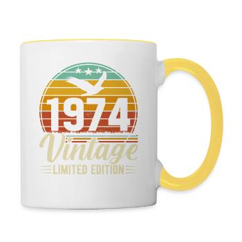 50e anniversaire 1974 Chemise - Mug contrasté - blanc/jaune - Droite
