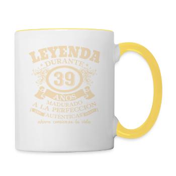 1984: Regalo de Cumpleaños Retro - Tasse zweifarbig - Weiß/Gelb - Rechts