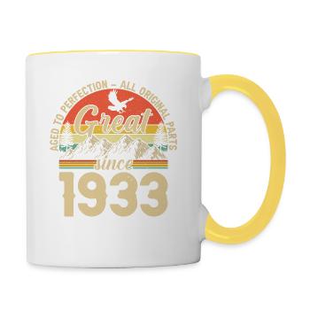 1933 : Millésime 90e anniversaire - Mug contrasté - blanc/jaune - Droite