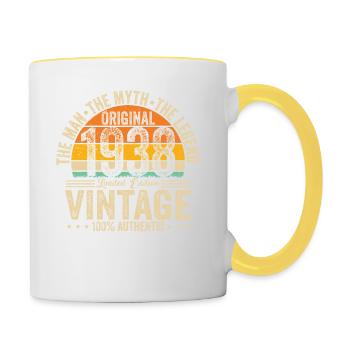 86e anniversaire 1938 chemise rétro - Mug contrasté - blanc/jaune - Droite