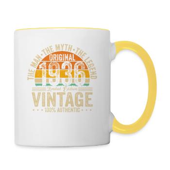 Millésime 1936 : Légende d’anniversaire - Mug contrasté - blanc/jaune - Droite