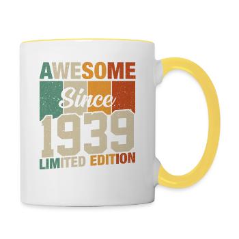 Vintage 1939: Legendary 85th Birthday Gift - Contrasting Mug - white/yellow - Right