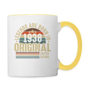 1938 Birthday Shirt - Legendary Retro Look - Contrasting Mug - white/yellow - Right