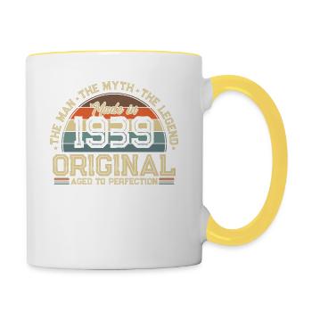 1939: Vintage Legende zum 85. Geburtstag - Tasse zweifarbig - Weiß/Gelb - Rechts