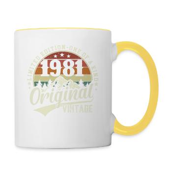 Stilvoll 1981: Ein Vintage-Geburtstags-Tribut - Tasse zweifarbig - Weiß/Gelb - Rechts