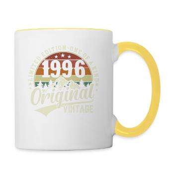 Revue élégante : Chemise d’anniversaire 1996 - Mug contrasté - blanc/jaune - Droite