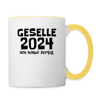 Handwerksstolz 2024 - Tasse zweifarbig - Weiß/Gelb - Rechts