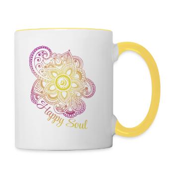 "Happy Soul" 2 - Tasse zweifarbig - Weiß/Gelb - Rechts