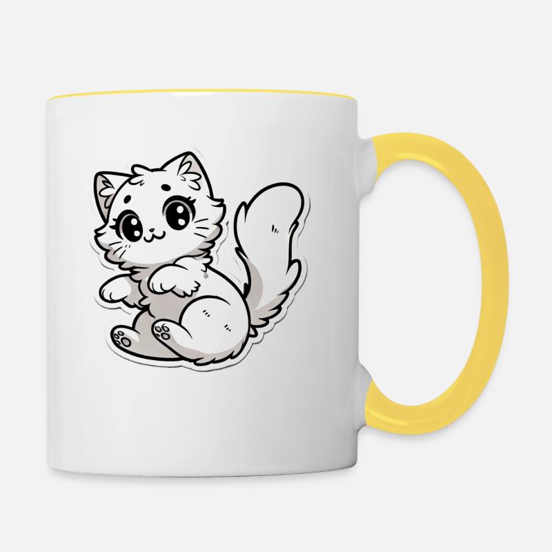 Playful Kitten - Paws Up - Contrasting Mug - white/yellow