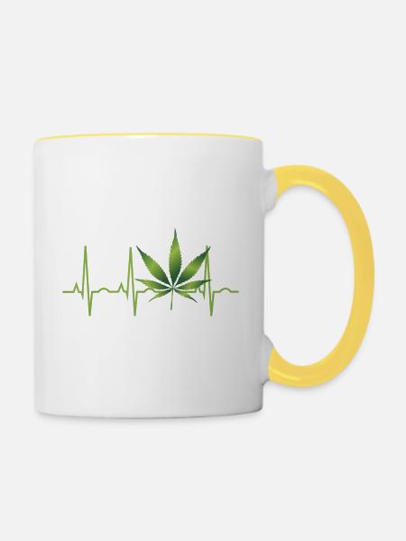 Cannabis Hanf THC 420 - Tasse zweifarbig - Weiß/Gelb