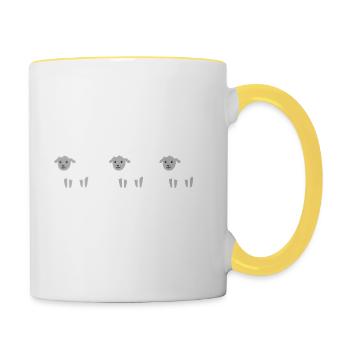 Unschaf Schaf gestochen Schaf - Tasse zweifarbig - Weiß/Gelb - Rechts