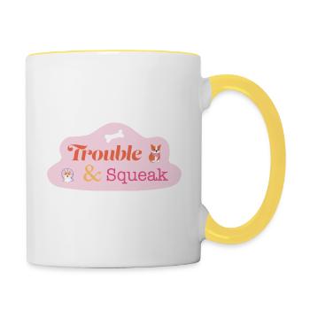 Dog and Hamster - Trouble & Squeak - Contrasting Mug - white/yellow - Right