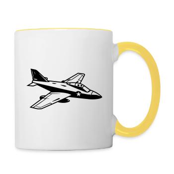 Kampfjet - Tasse zweifarbig - Weiß/Gelb - Rechts