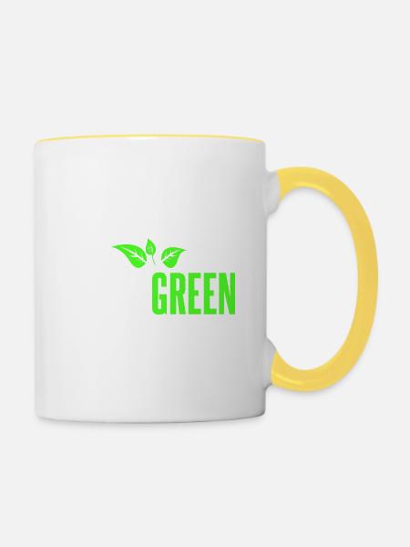 Think Green - Tasse zweifarbig - Weiß/Gelb