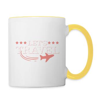 voyage avion - Mug contrasté - blanc/jaune - Droite
