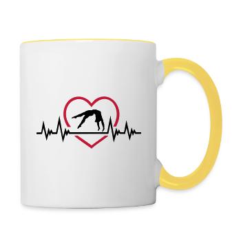 Gymnase rythme cardiaque cardiaque avec cardio, gymnastique ECG - Mug contrasté - blanc/jaune - Droite