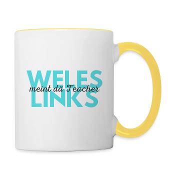 weles links 2 - Tasse zweifarbig - Weiß/Gelb - Rechts