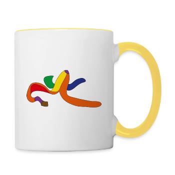Regenbogen Bananenschale Nahaufnahme Design. - Tasse zweifarbig - Weiß/Gelb - Rechts