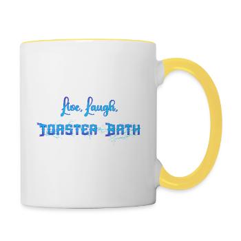 Live Laugh Toaster Bath Inspirational Trendy Funny - Contrasting Mug - white/yellow - Right