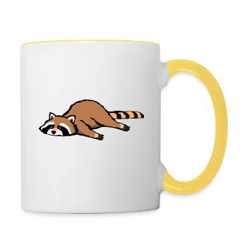 Not today - Tired and lazy - Raccoon - Contrasting Mug - white/yellow - Right