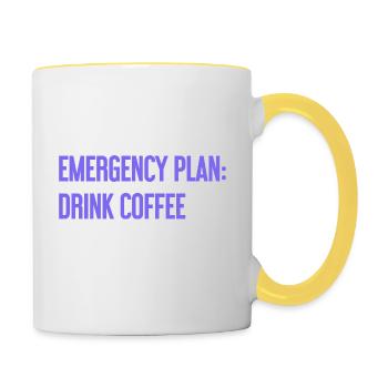 Kaffee-Notfallplan - Tasse zweifarbig - Weiß/Gelb - Rechts