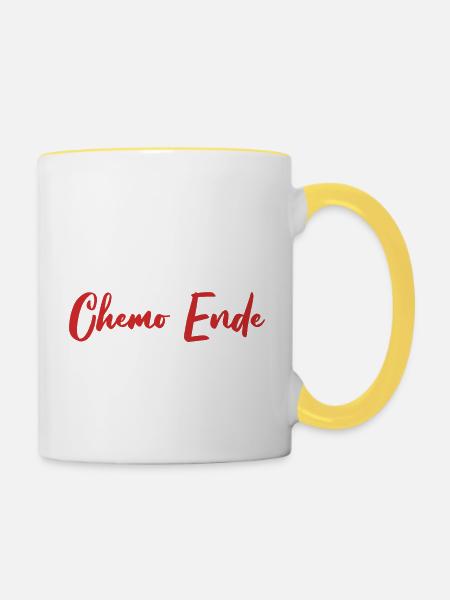 Chemo Krebstherapie Krebs Geschenk - Tasse zweifarbig - Weiß/Gelb