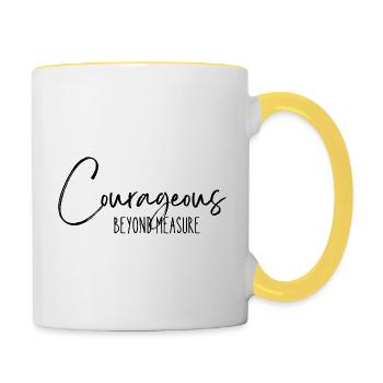 Courageous Beyond Measure - Citation Positive - Mug contrasté - blanc/jaune - Droite