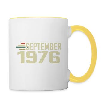 September 1976 Vintage Geschenkidee September 1976 - Tasse zweifarbig - Weiß/Gelb - Rechts