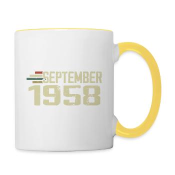 September 1958 Vintage Geschenkidee September 1958 - Tasse zweifarbig - Weiß/Gelb - Rechts